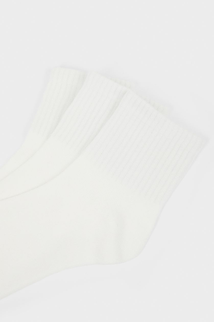 نساء أبيض جوارب قصيرة نسائية من قطن - 3 قطع