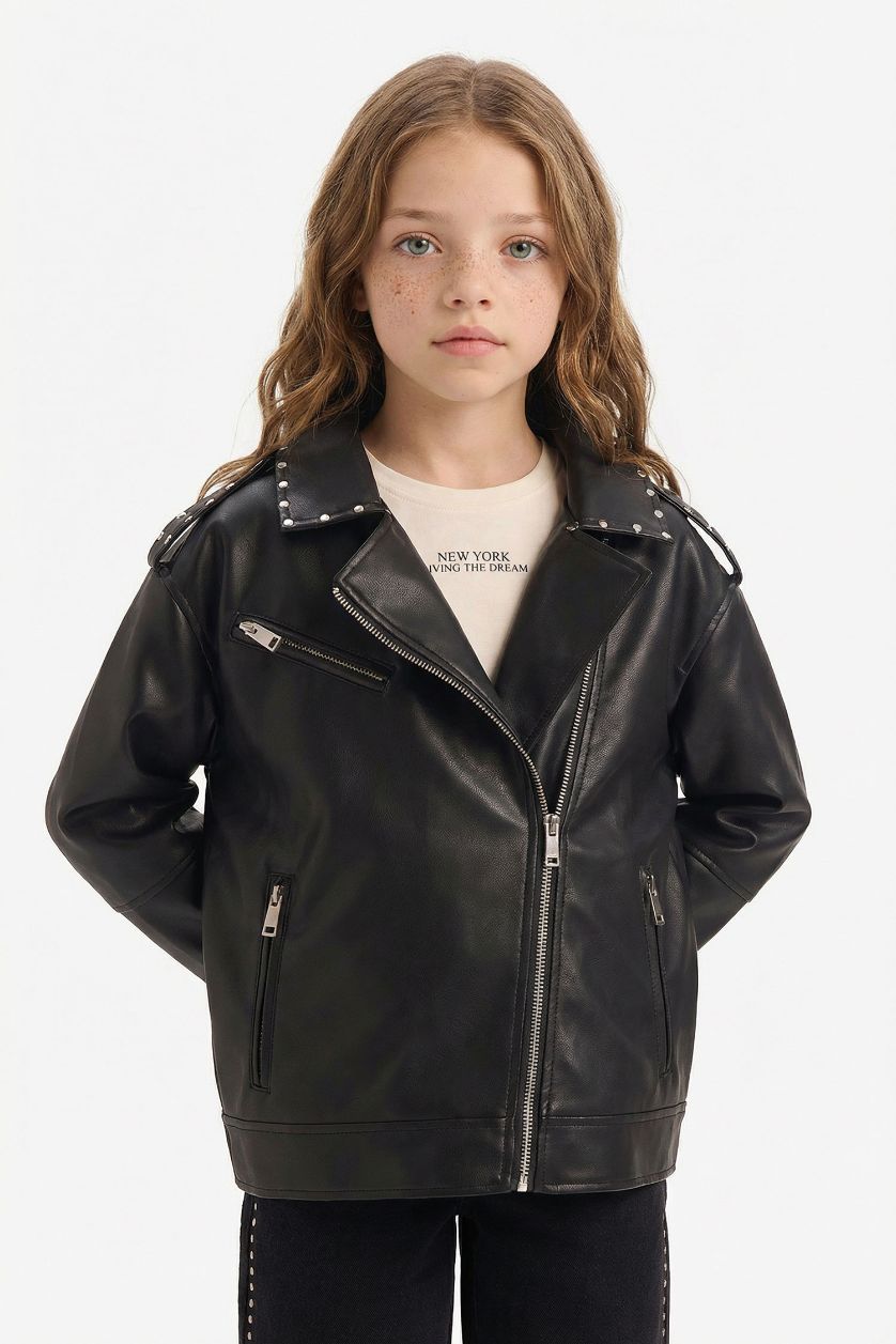 Girls & Teens Black Girl Faux Leather Jacket