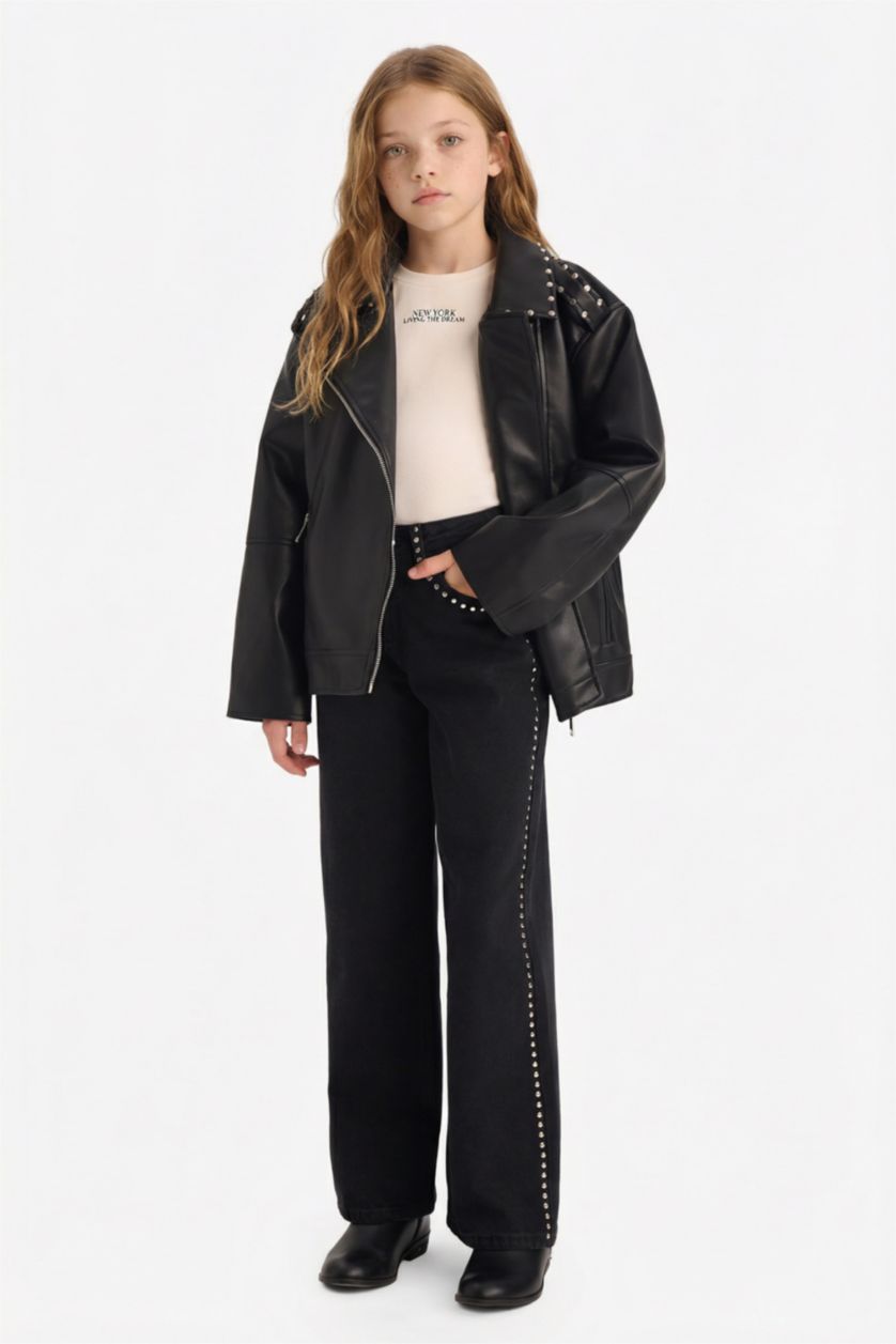 Girls & Teens Black Girl Faux Leather Jacket