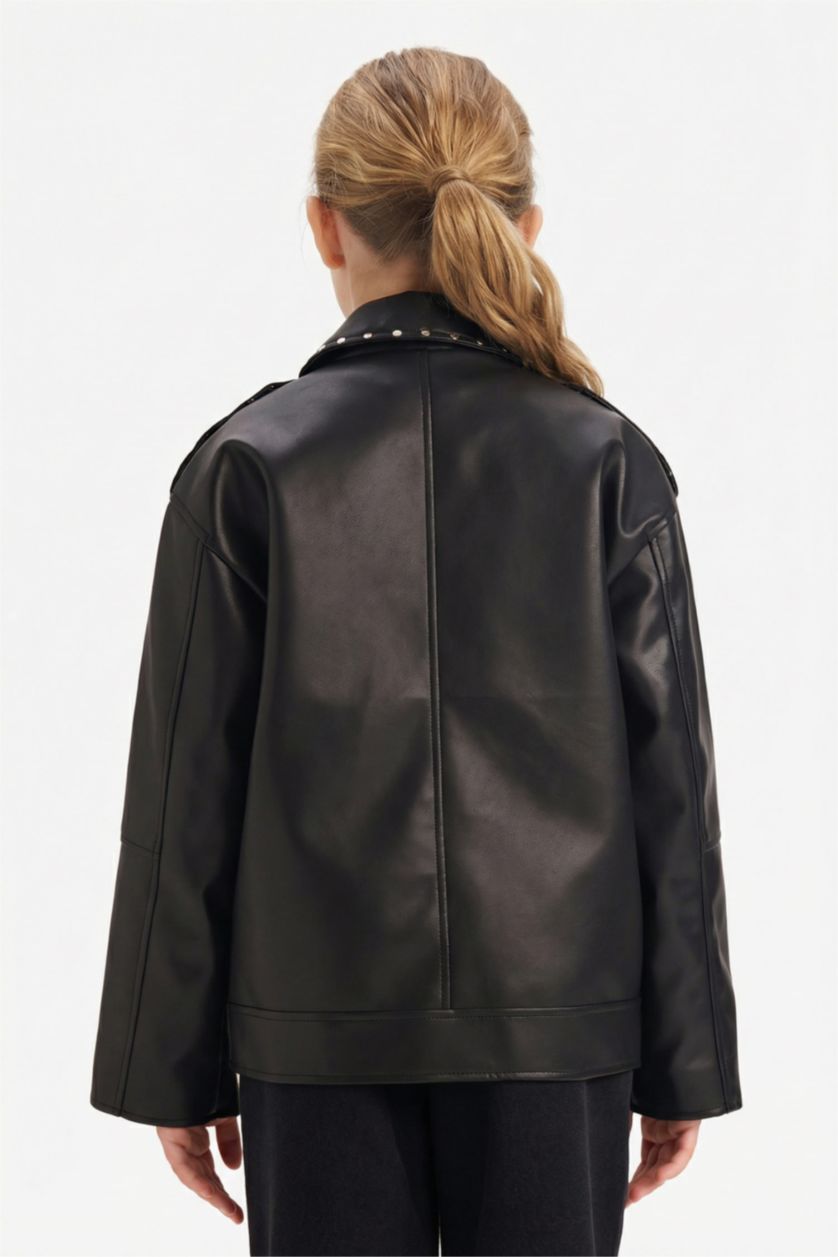 Girls & Teens Black Girl Faux Leather Jacket