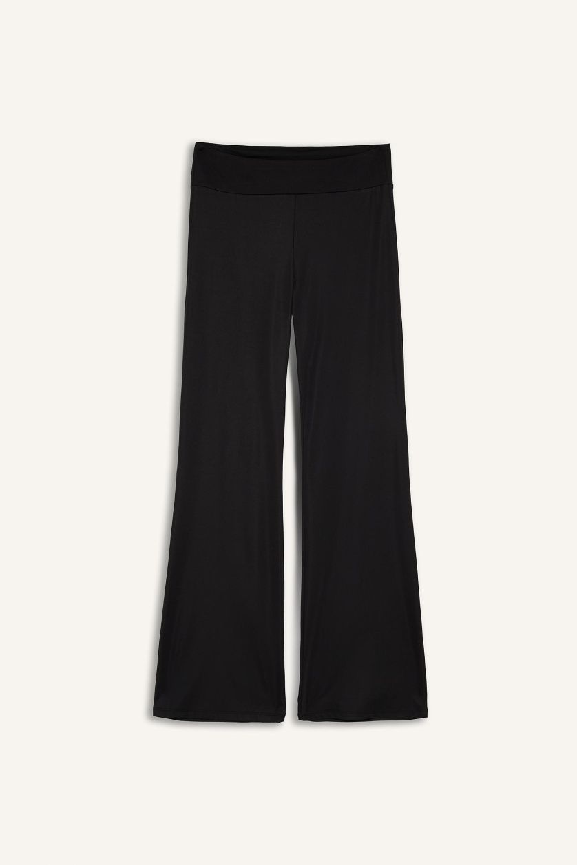 حريمي أسود بنطلون فلير فيت برجل واسع شارلستون وخصر مطاطي