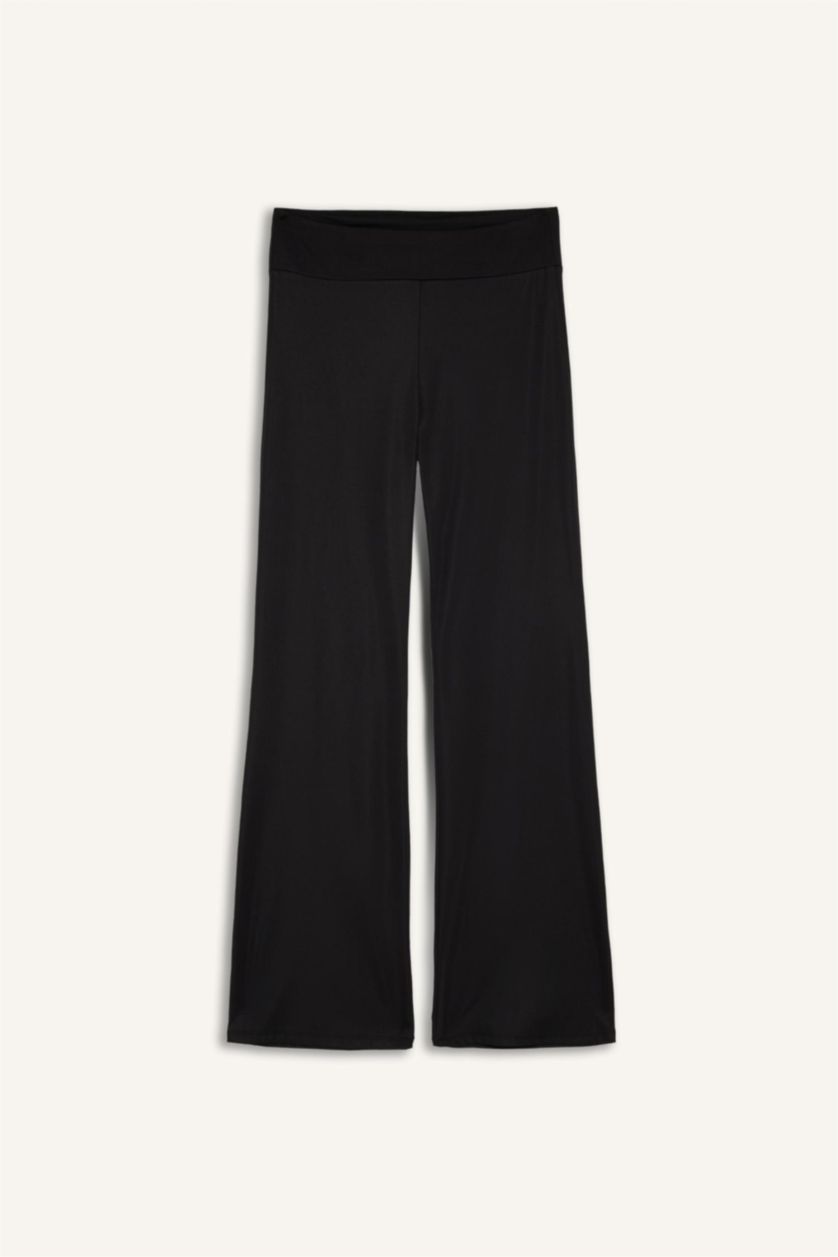 حريمي أسود بنطلون فلير فيت برجل واسع شارلستون وخصر مطاطي