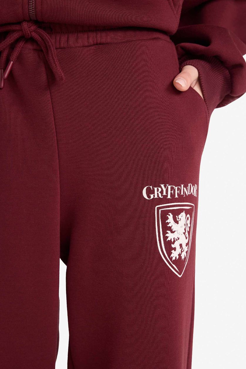 Kadın Bordo Harry Potter Wide Leg Beli Bağcıklı Eşofman Altı