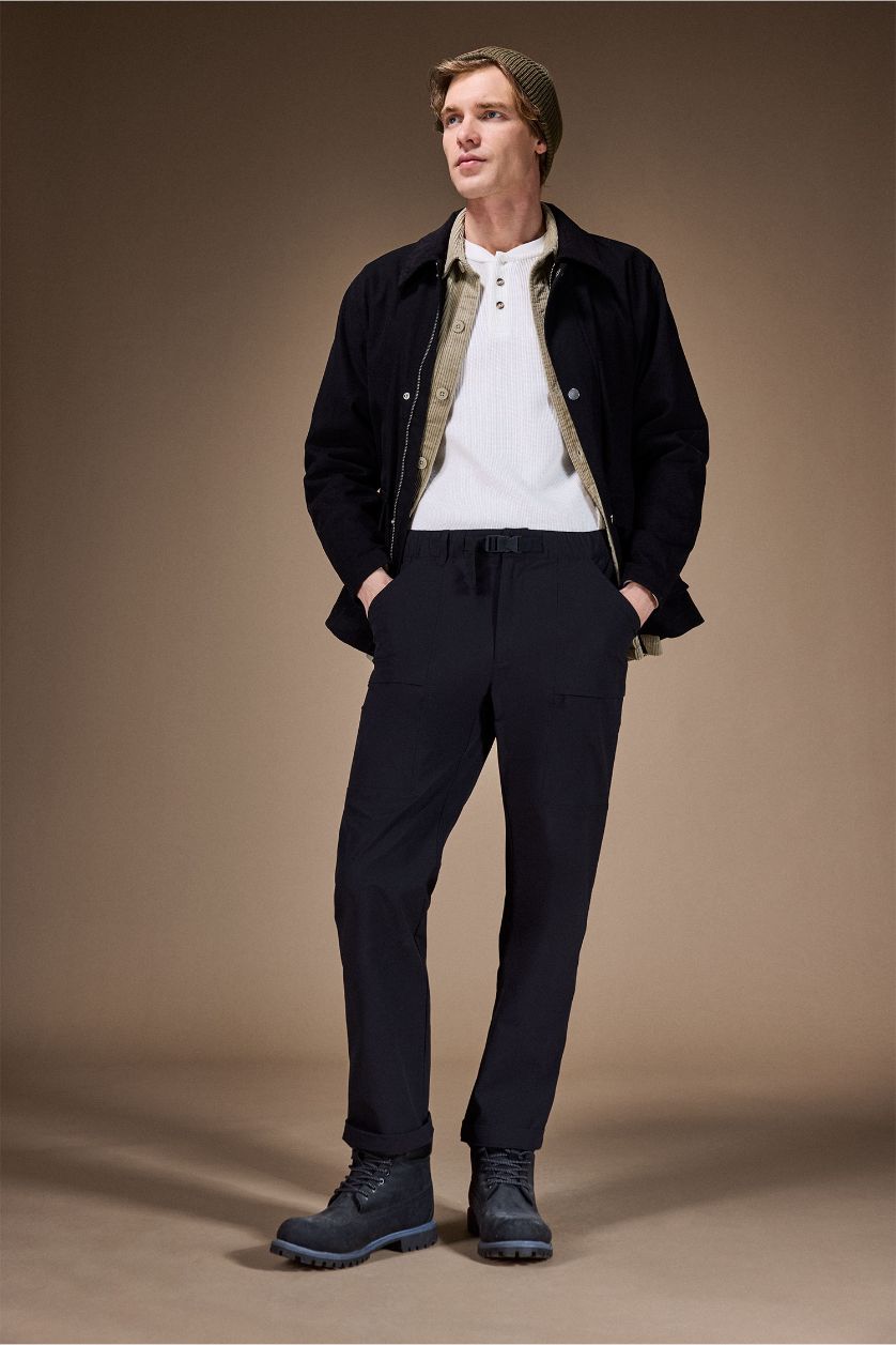 MAN Black Elastic Waist Pocketed Trousers