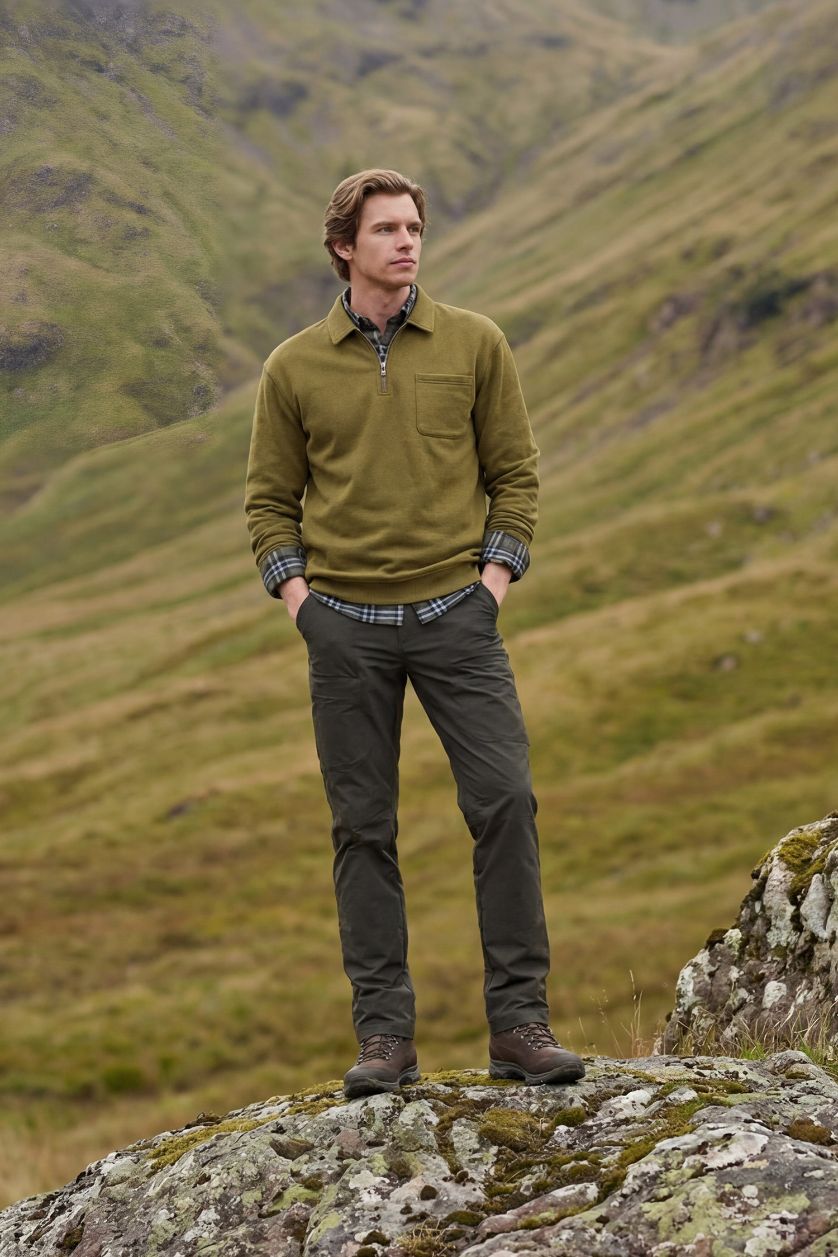 MAN Khaki Elastic Waist Quick Drying Trousers