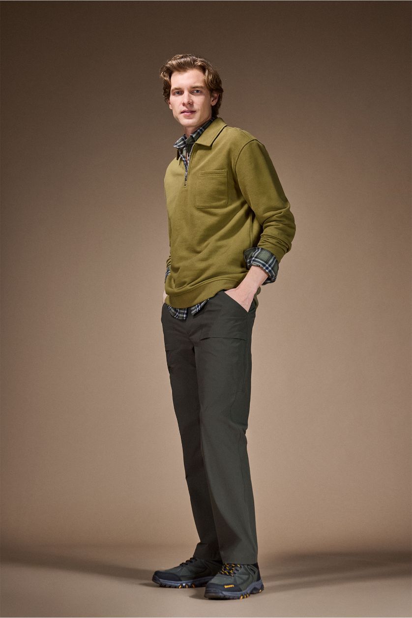 MAN Khaki Elastic Waist Quick Drying Trousers