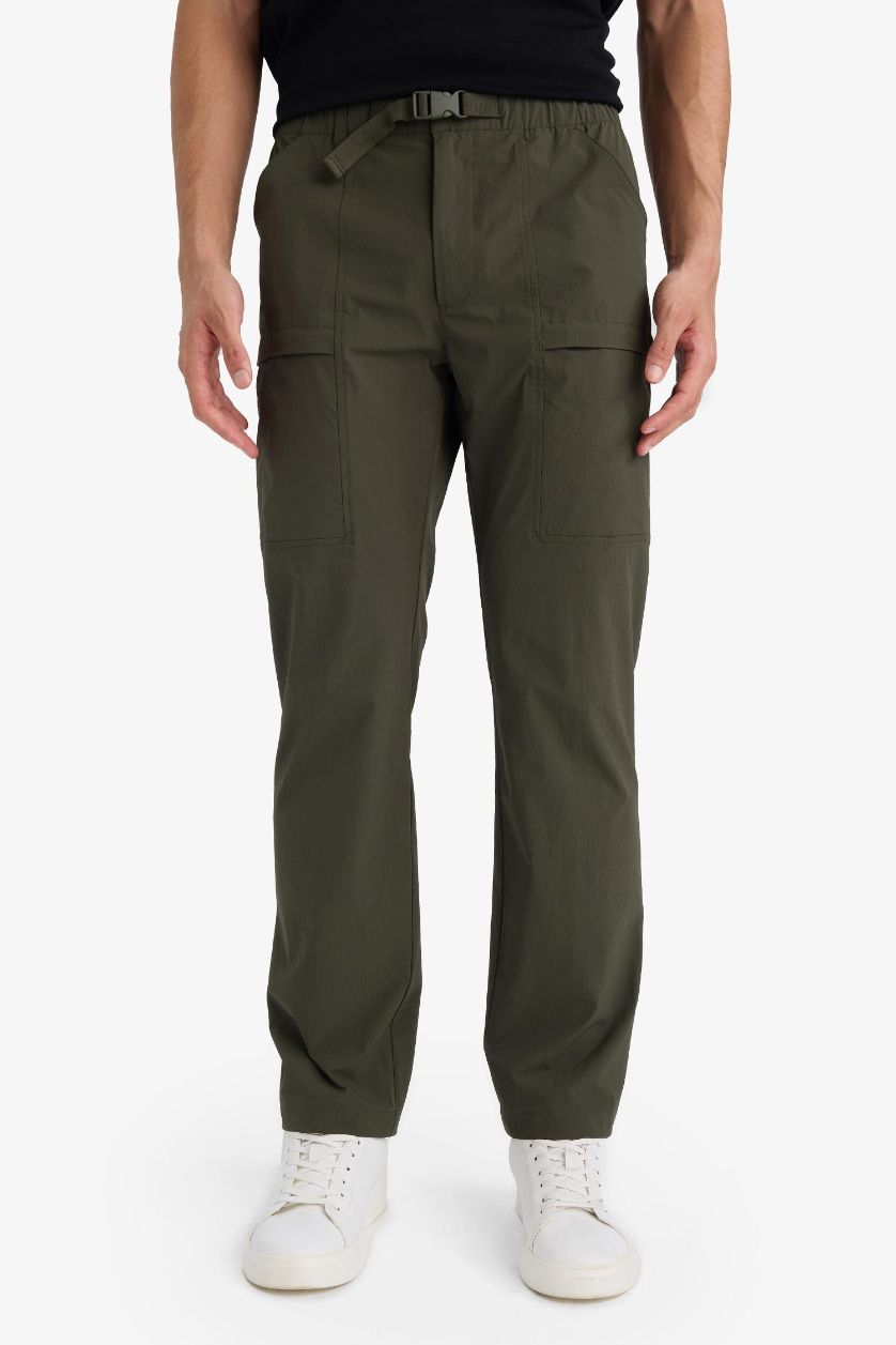 MAN Khaki Elastic Waist Quick Drying Trousers