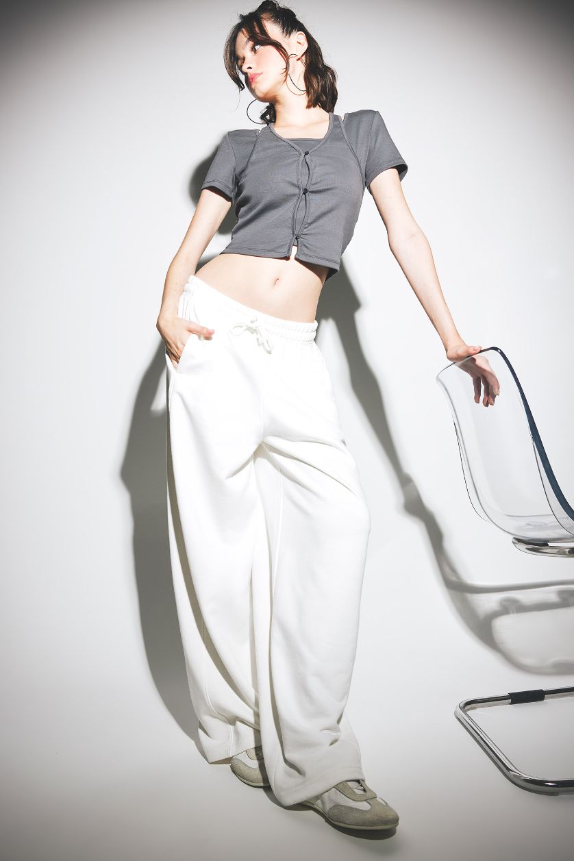 Kadın Antrasit Halter Yaka Ribana Kısa Kollu Tişört