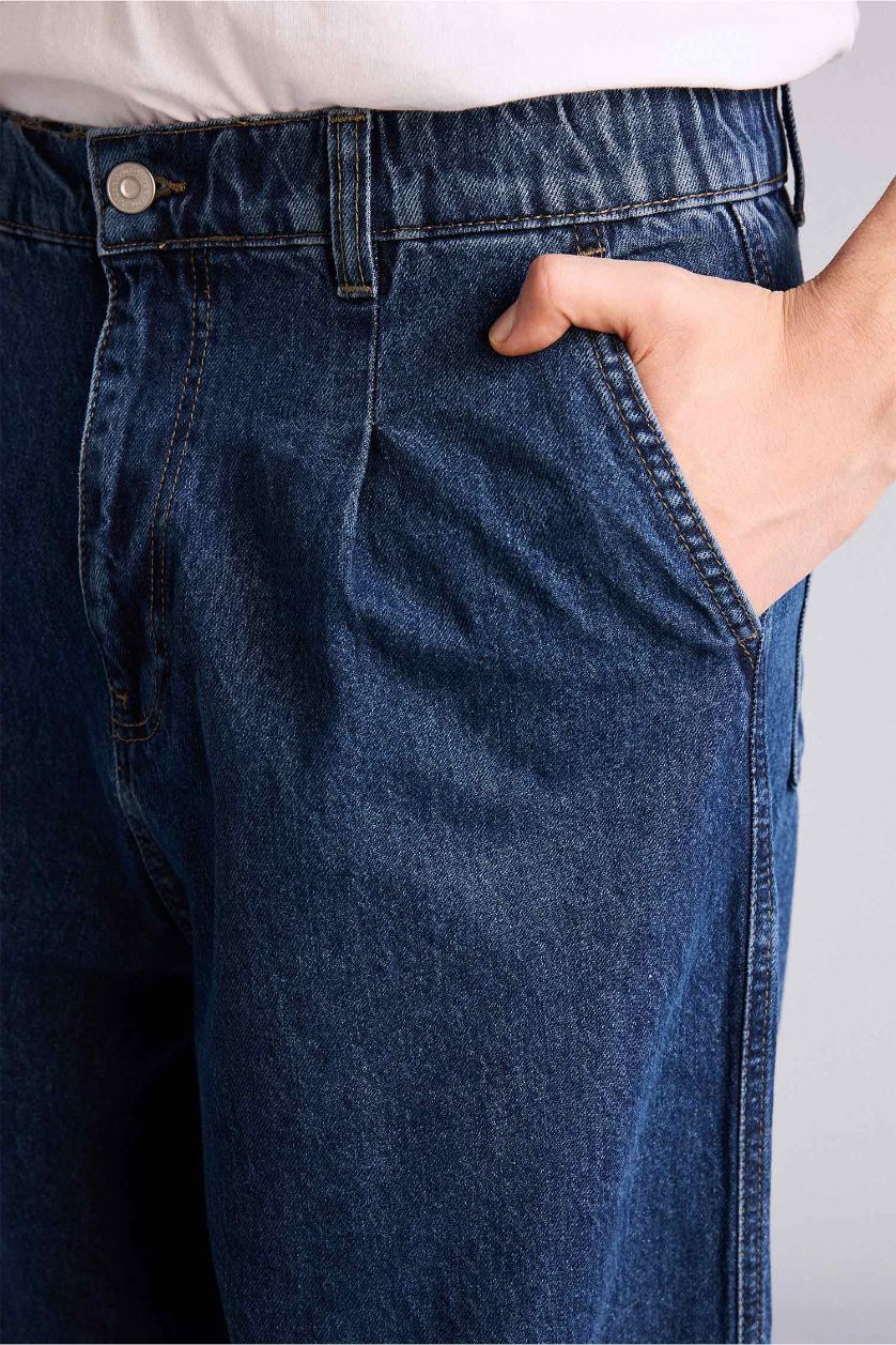 رجال أزرق غامق بنطلون جينز باريل فيت وخصر مطاطي