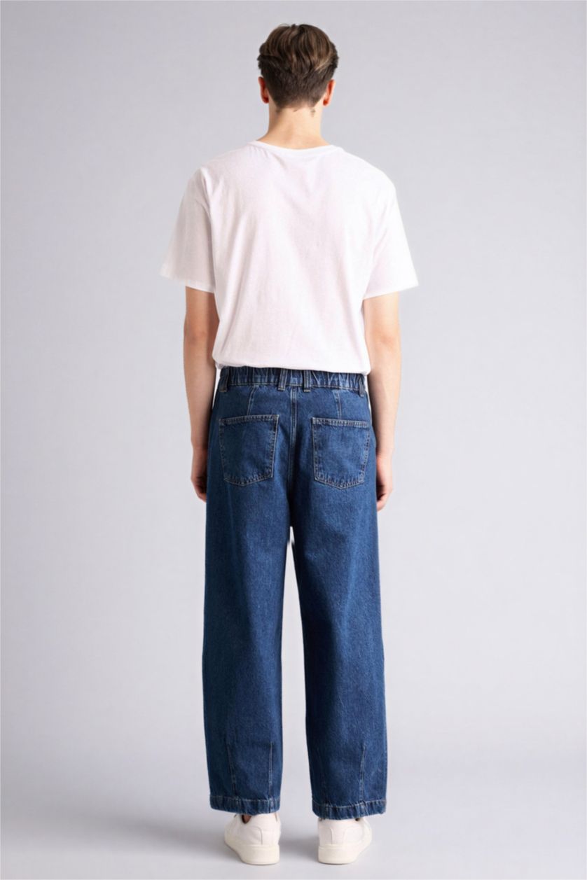 رجال أزرق غامق بنطلون جينز باريل فيت وخصر مطاطي