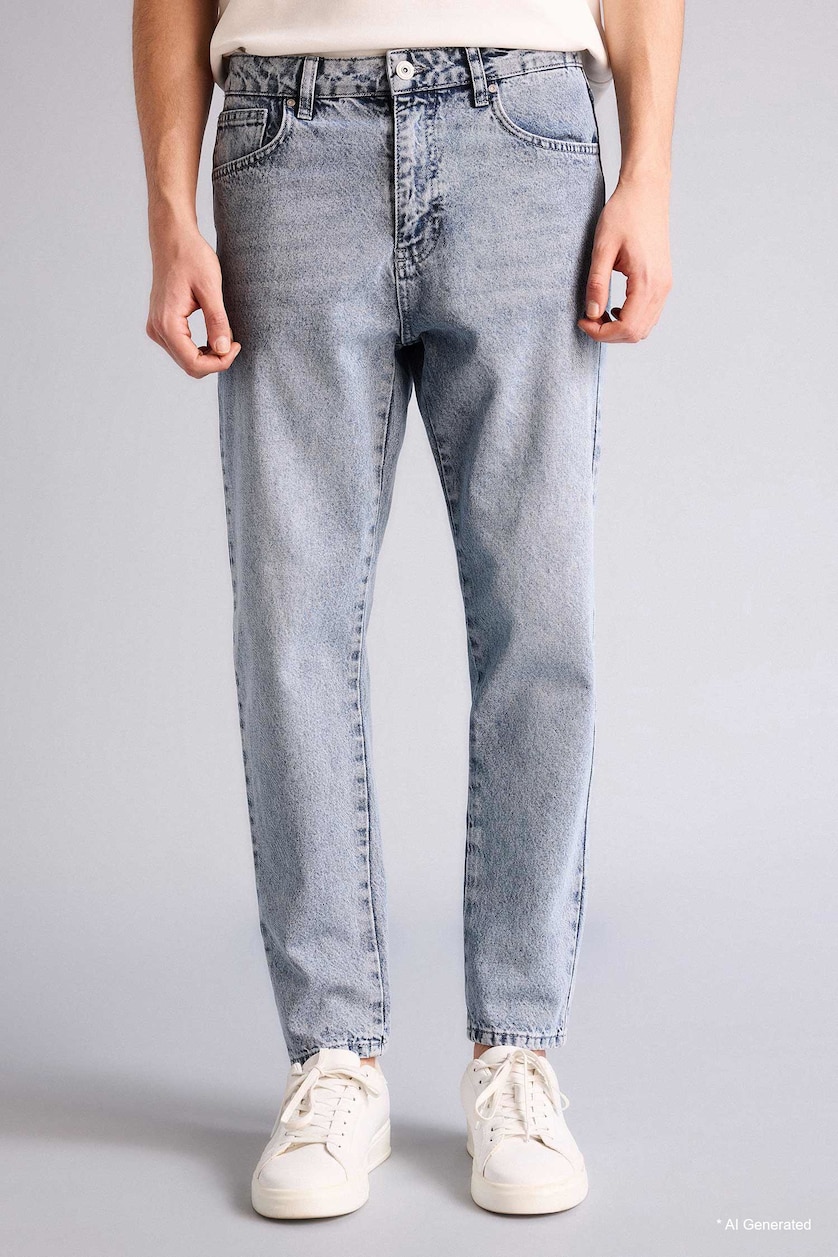 Men Lıght Blue Grey 90’S Slim Fit Jeans