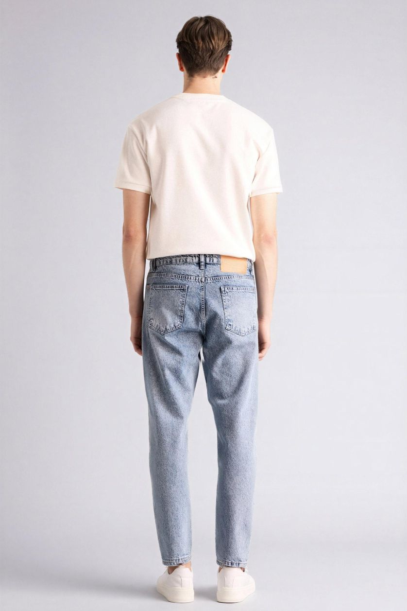 رجال رمادي أزرق فاتح بنطرون 90’S سليم فيت برجل ضيق