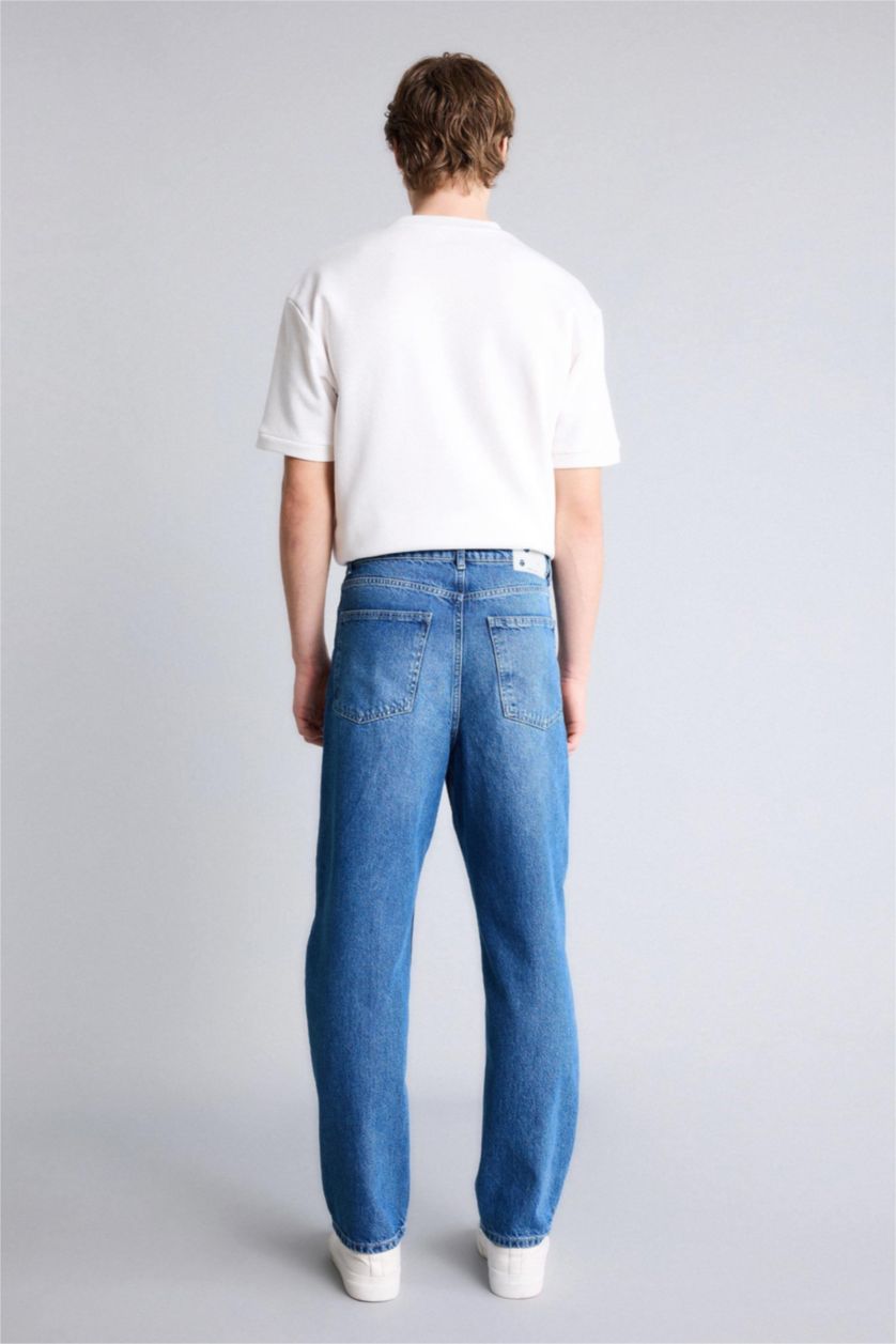 Erkek Mavi Baggy Fıt Pantolon