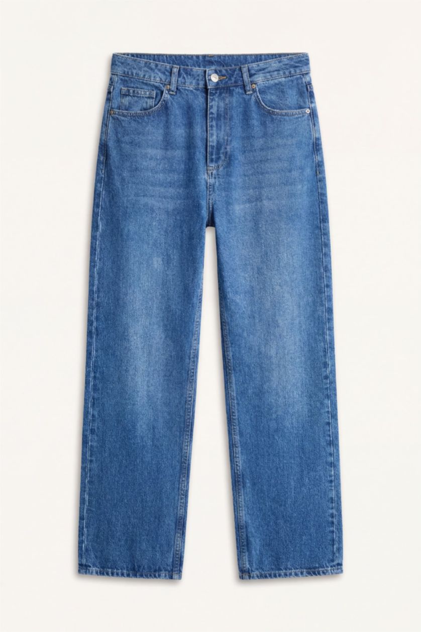 Erkek Mavi Baggy Fıt Pantolon