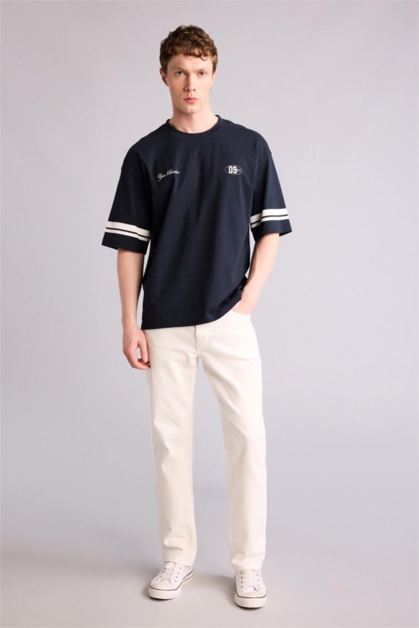 Erkek Beyaz Esnek Belli Carrot Fit Jean Pantolon