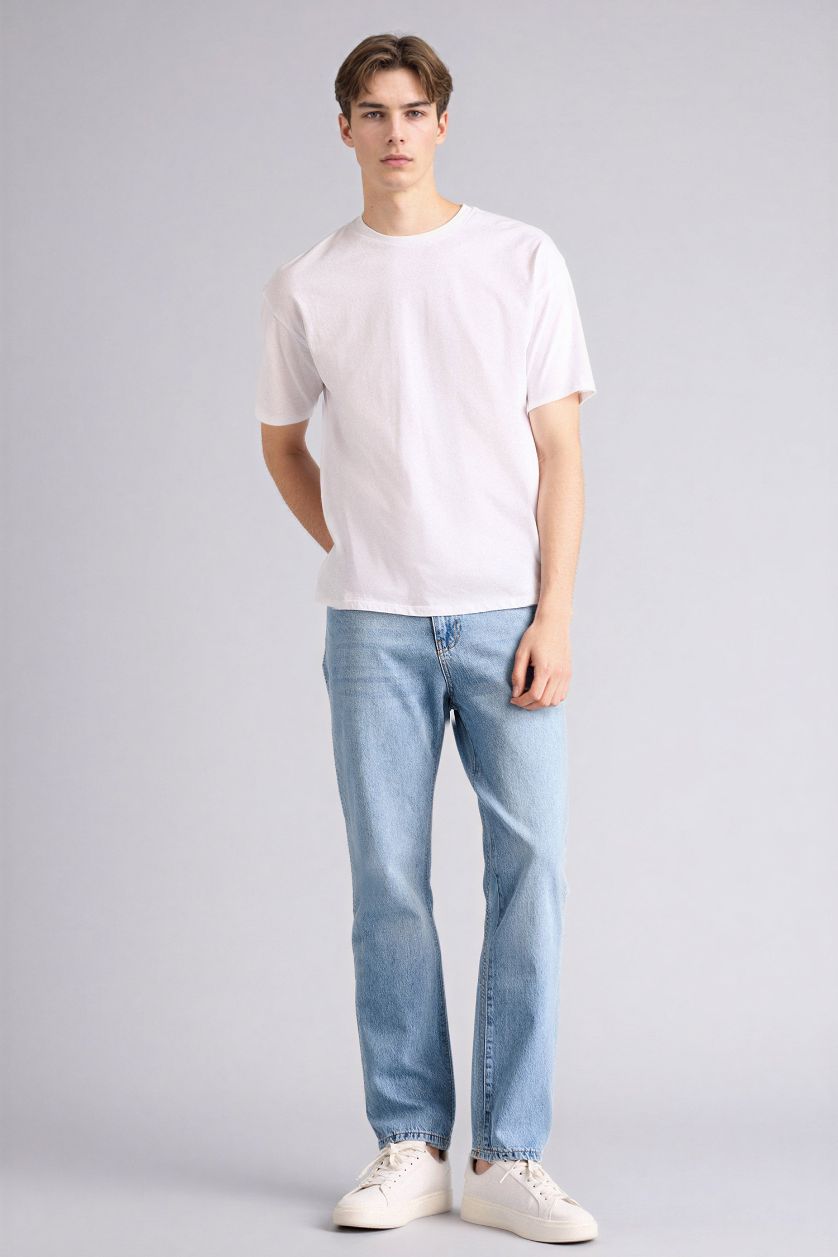 رجال أزرق فاتح بنطرون قصة مستقيمة