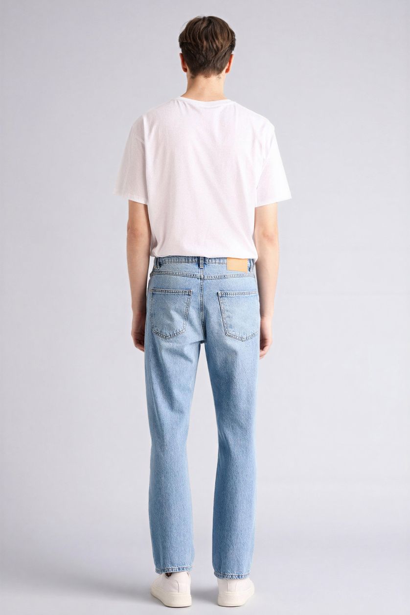 رجال أزرق فاتح بنطرون قصة مستقيمة