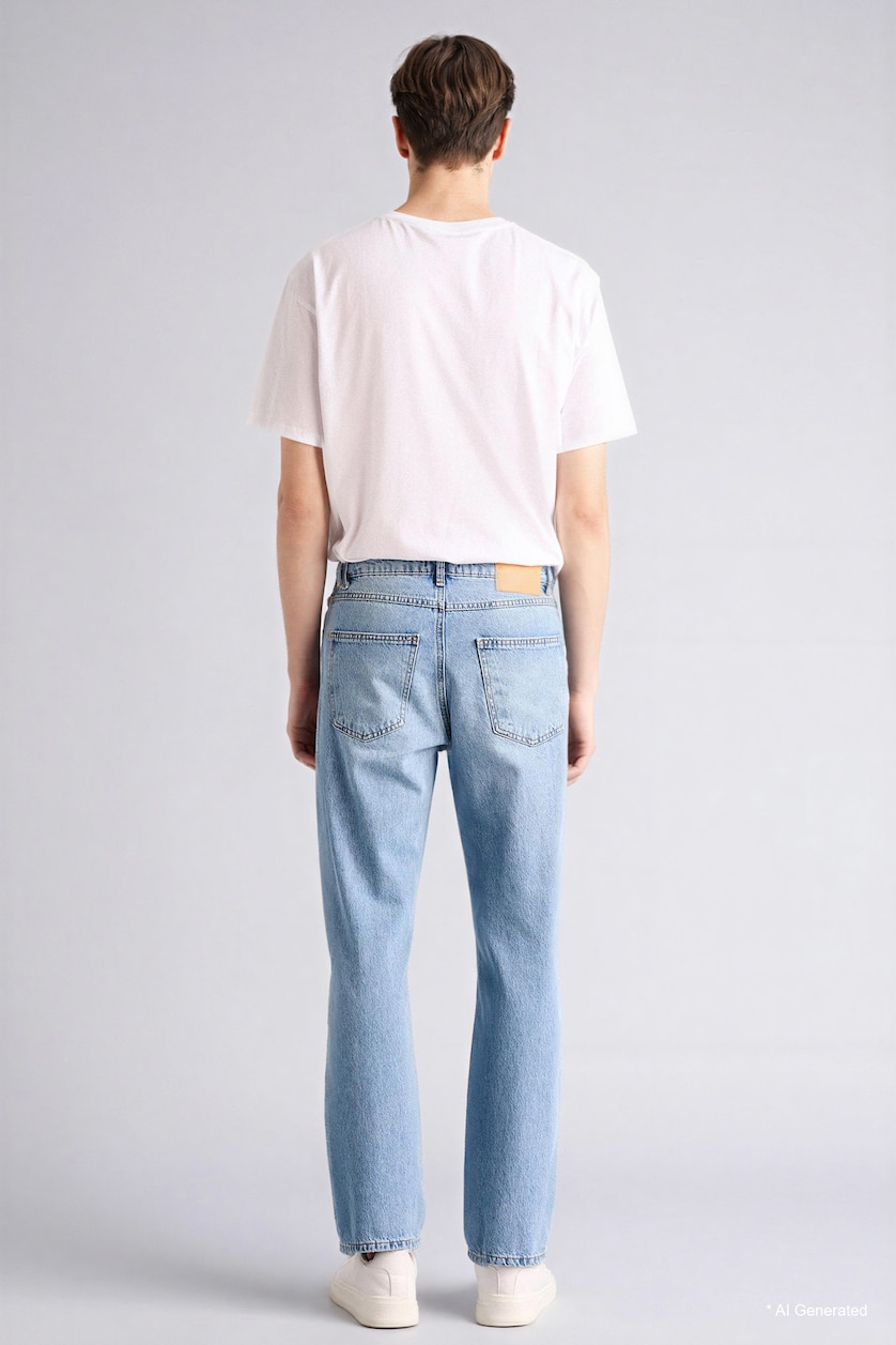 Men Light Blue Straight Fit Trousers
