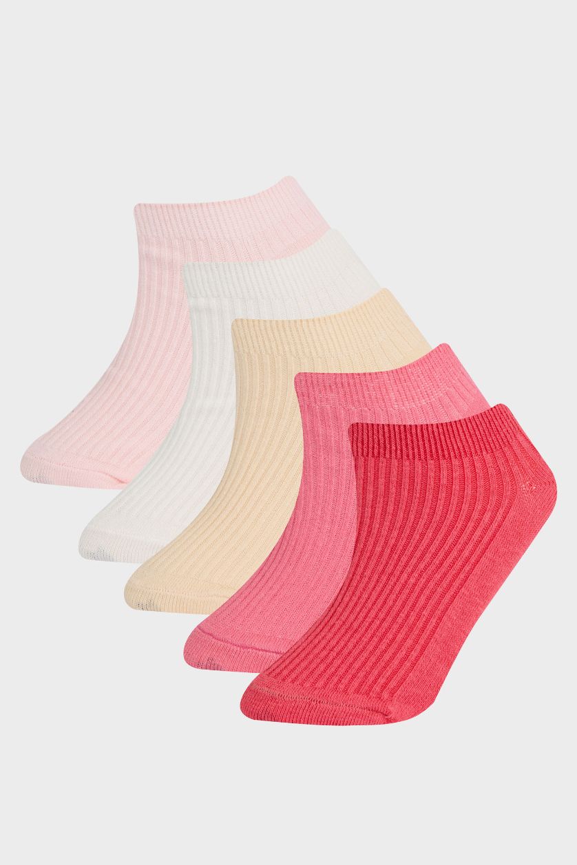 GIRLS & TEENS Light Pink Girl 5 Piece Cotton Short Sockss