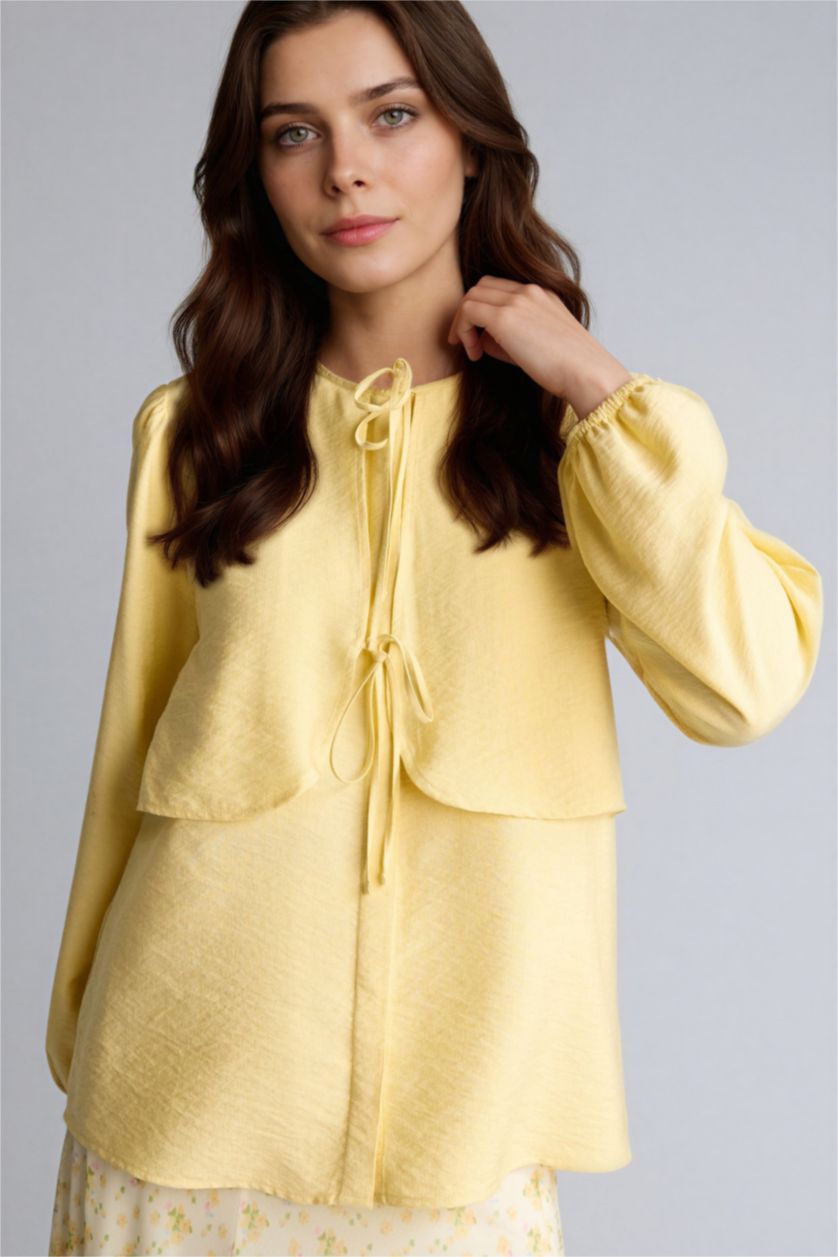نساء أصفر فاتح Regular Fit Long Sleeve Tunic