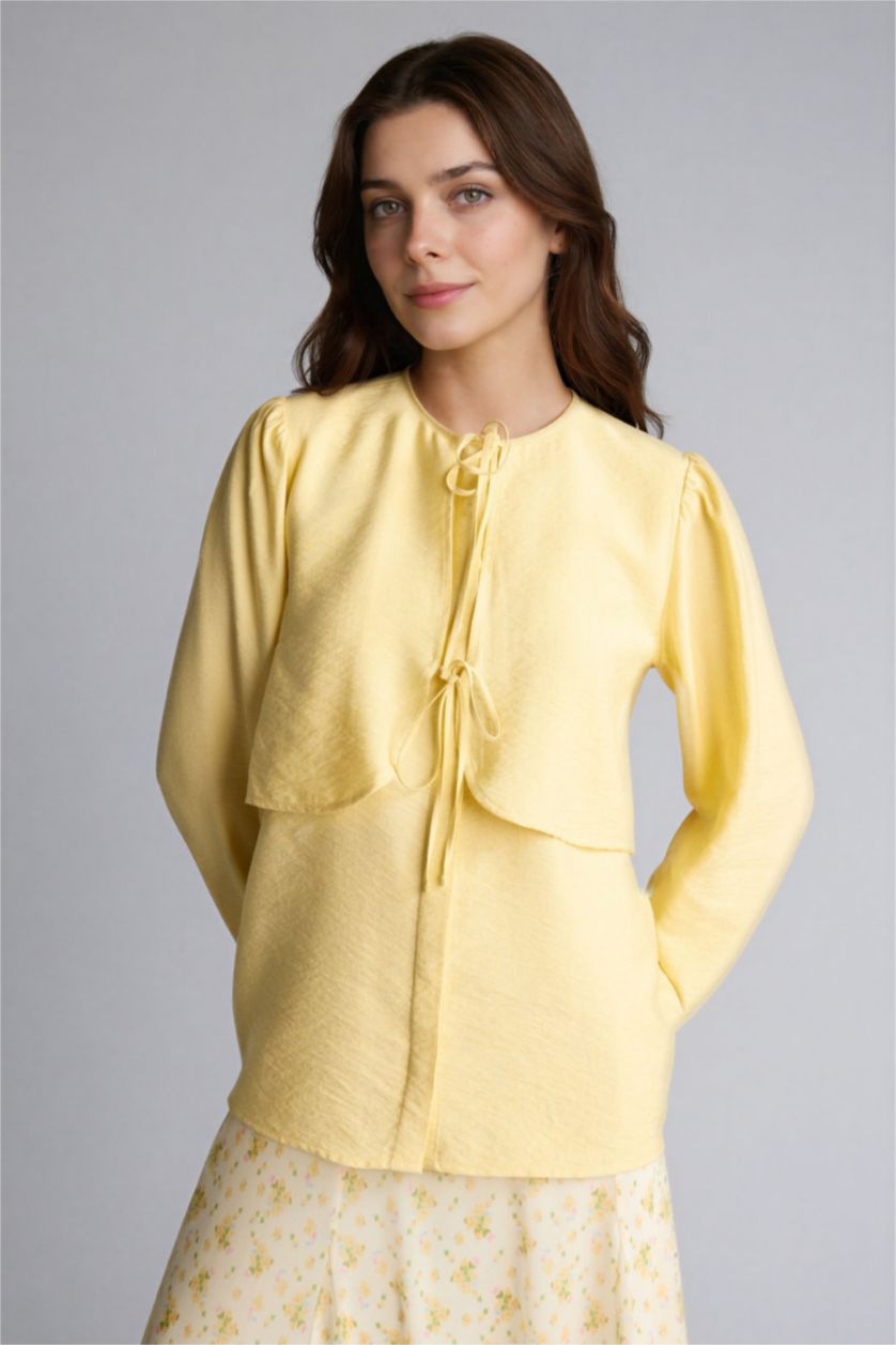 نساء أصفر فاتح Regular Fit Long Sleeve Tunic