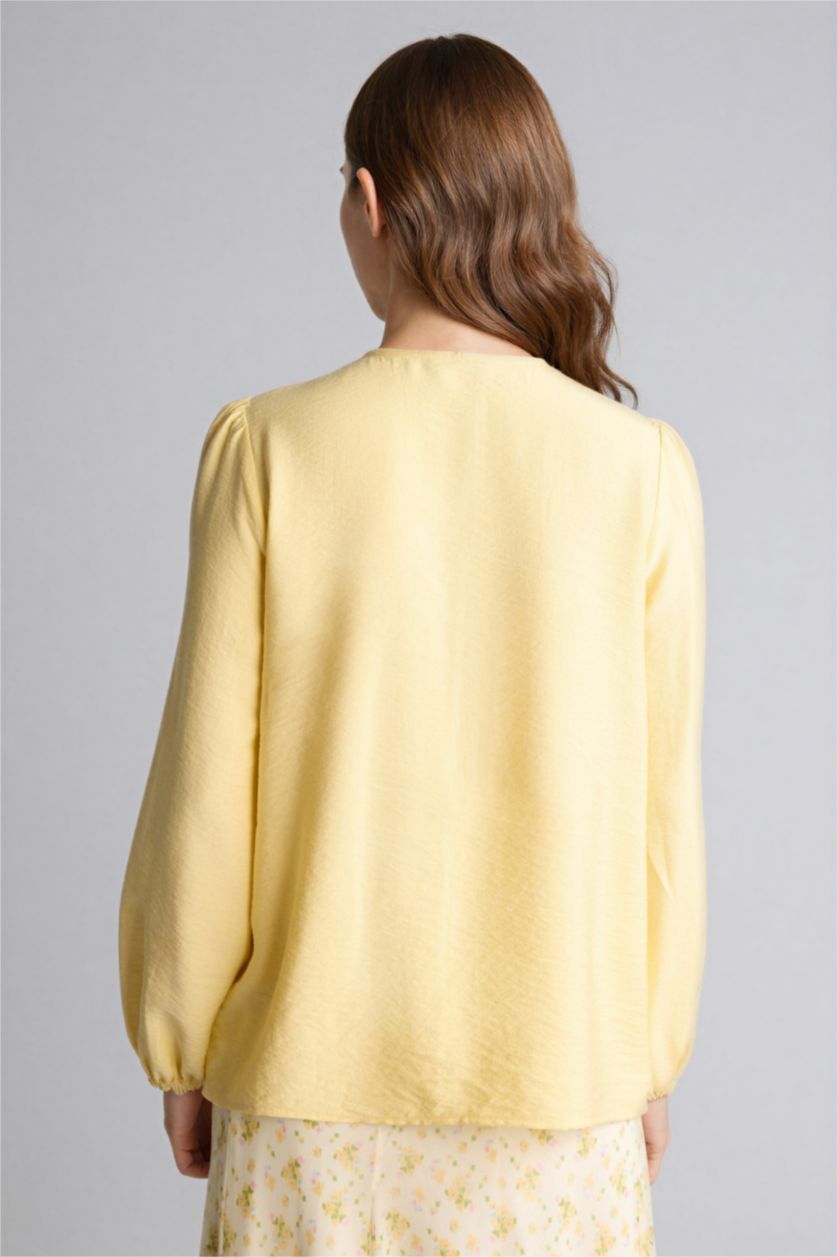 نساء أصفر فاتح Regular Fit Long Sleeve Tunic