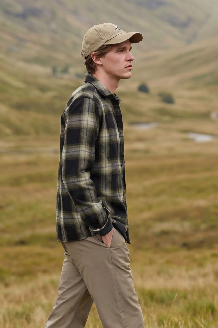 رجالي كاكي 100% Cotton Flannel Shirt