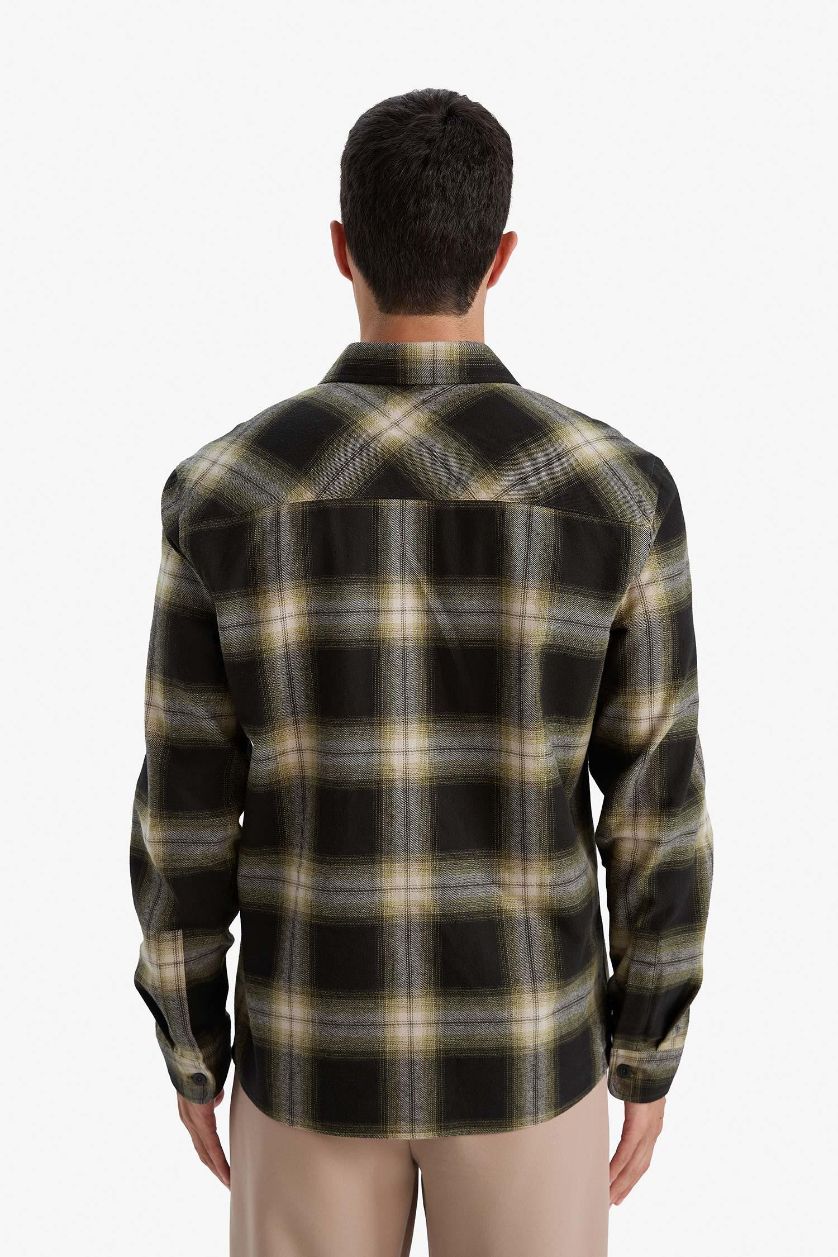 رجالي كاكي 100% Cotton Flannel Shirt