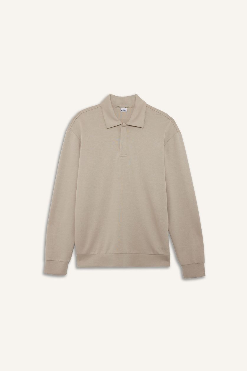 رجالي اللون الحجري سويت شيرت رياضي قصة عادية بياقة عالية