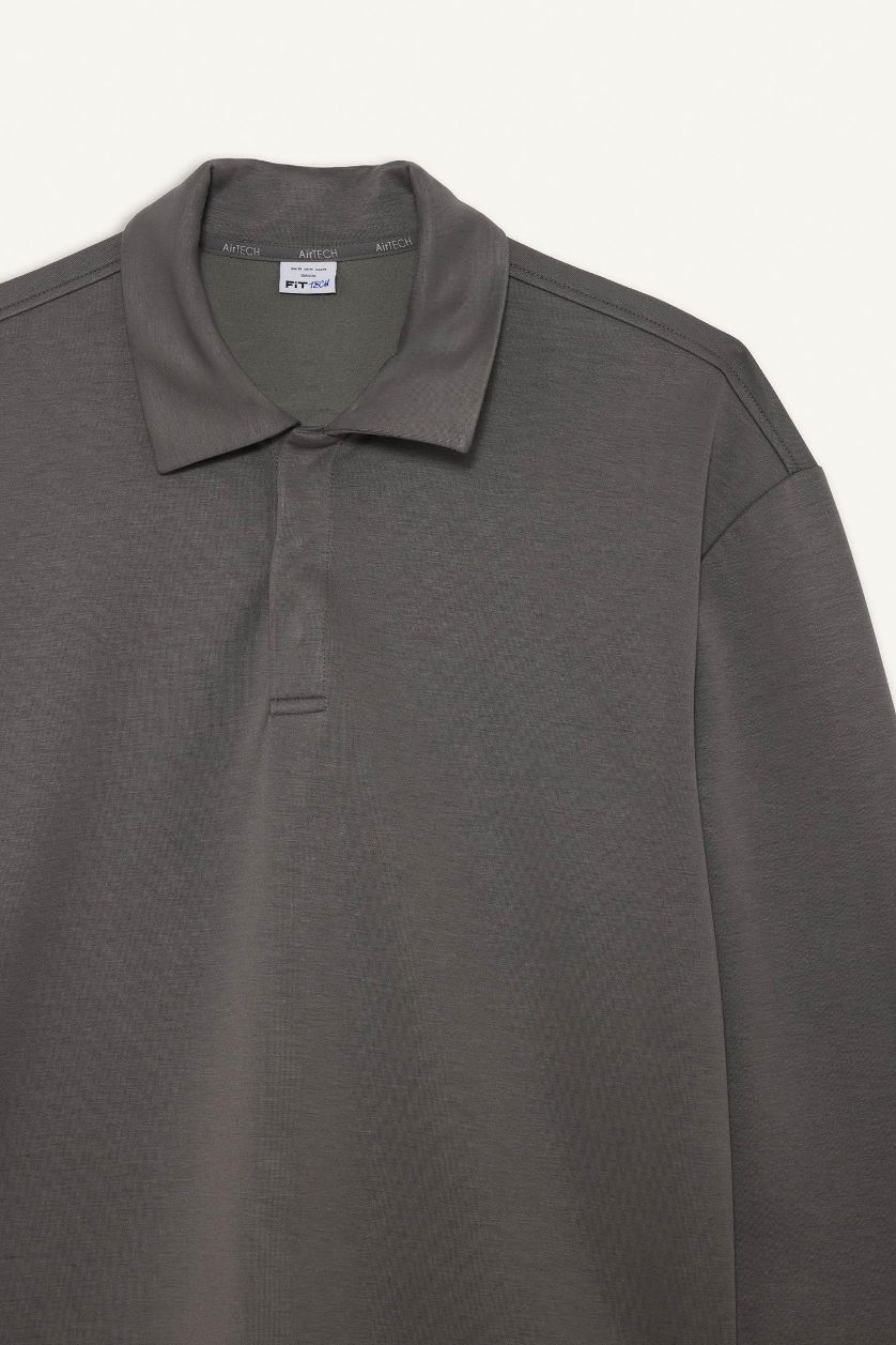 رجالي رمادي سويت شيرت رياضي قصة عادية بياقة عالية