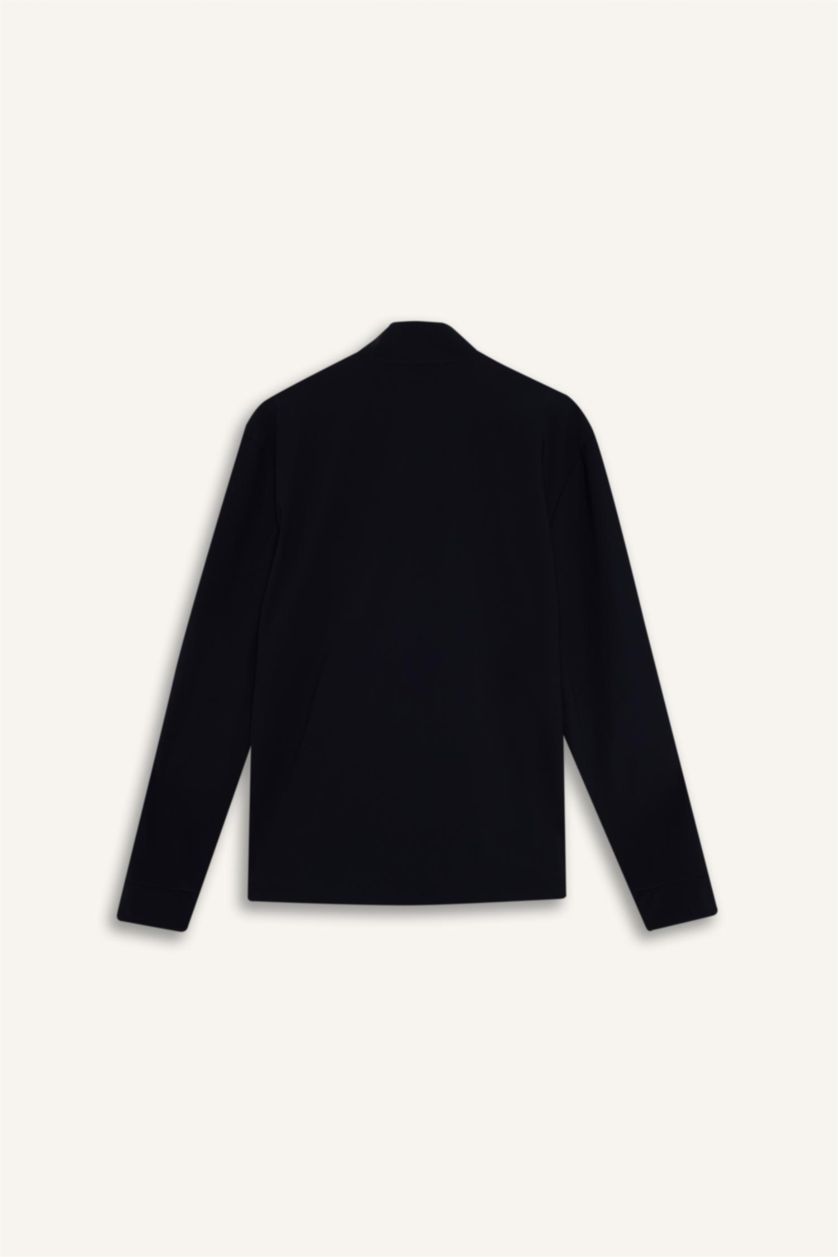 Erkek Siyah Standart Fıt Dik Yaka Hırka