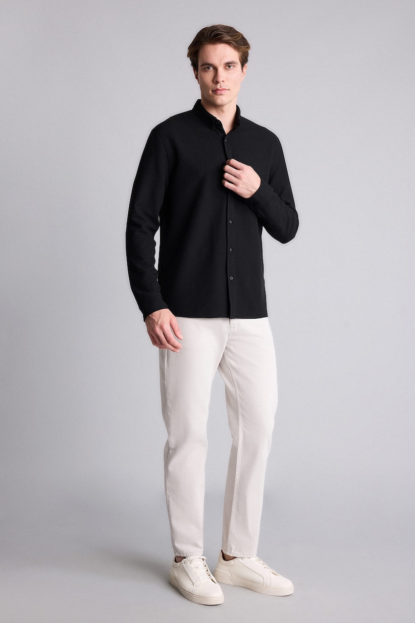 MAN Black Regular Fit Long Sleeve Shirt