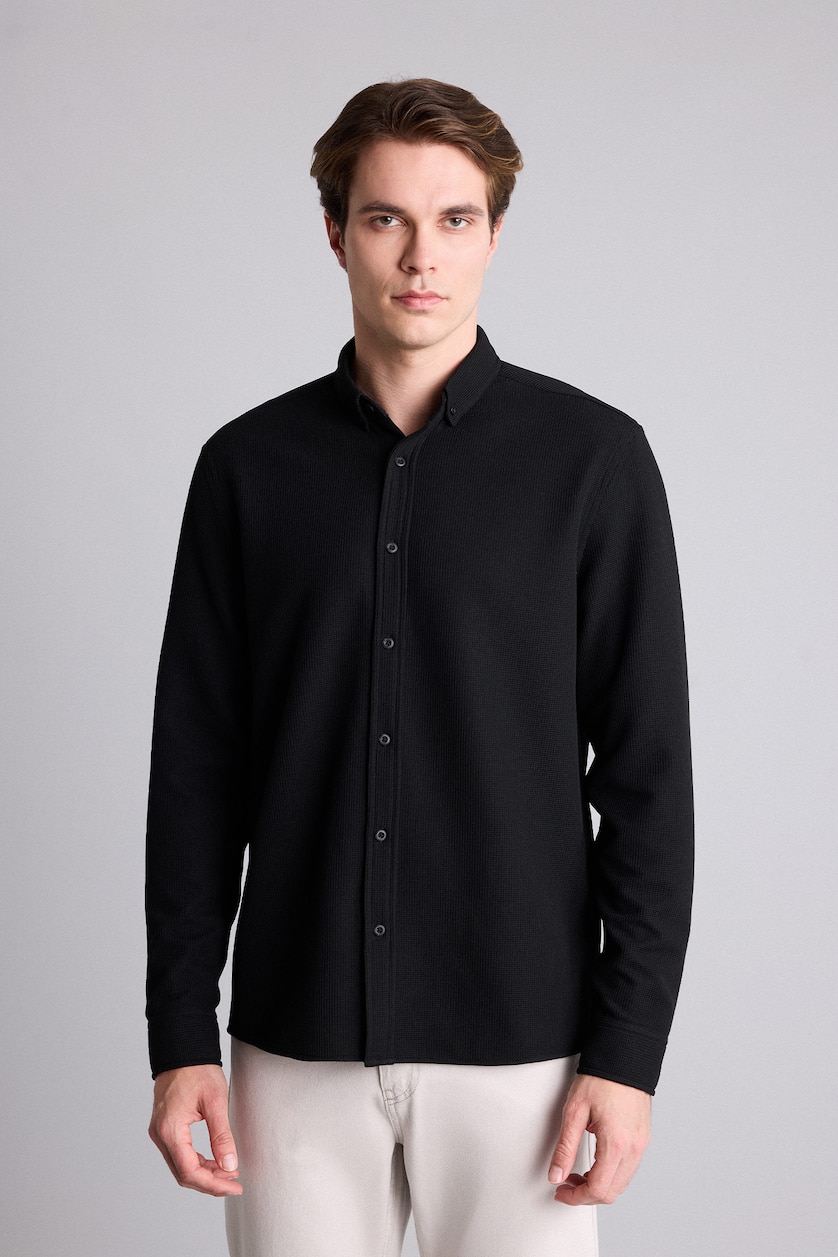 MAN Black Regular Fit Long Sleeve Shirt