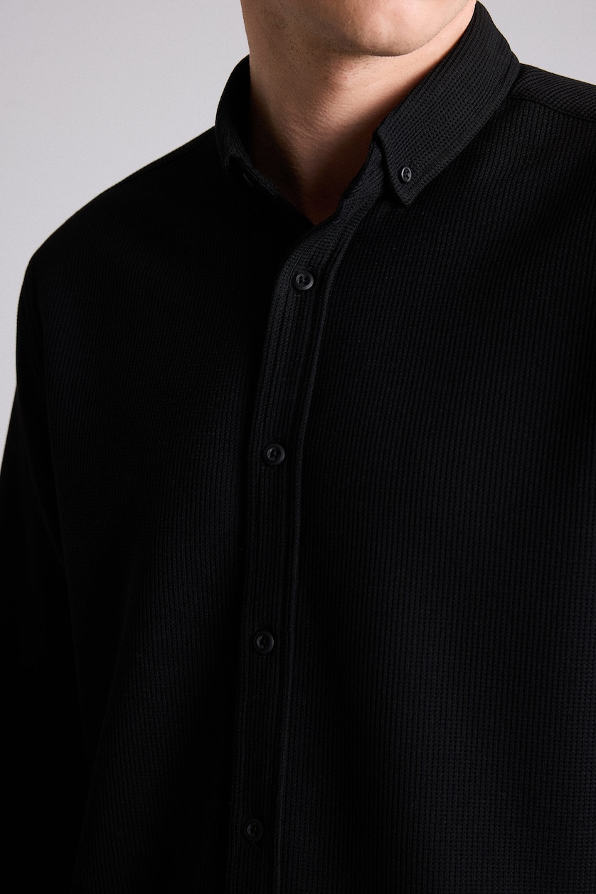 MAN Black Regular Fit Long Sleeve Shirt
