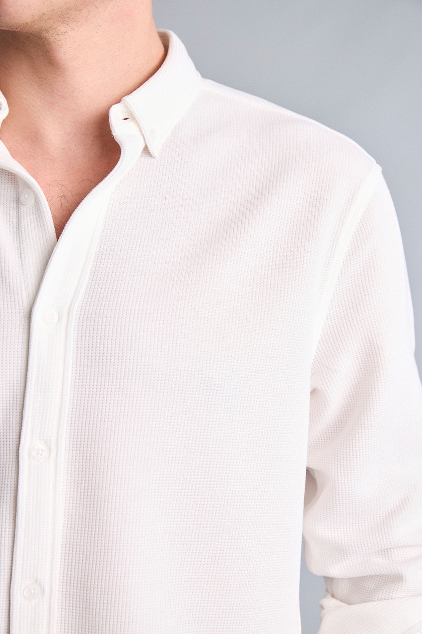 MAN Ecru Regular Fit Long Sleeve Shirt