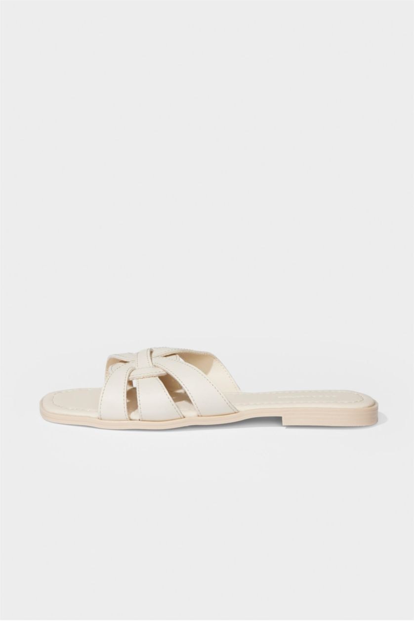 Kadın Bej DCEY x DeFacto Kadın Düz Taban Terlik