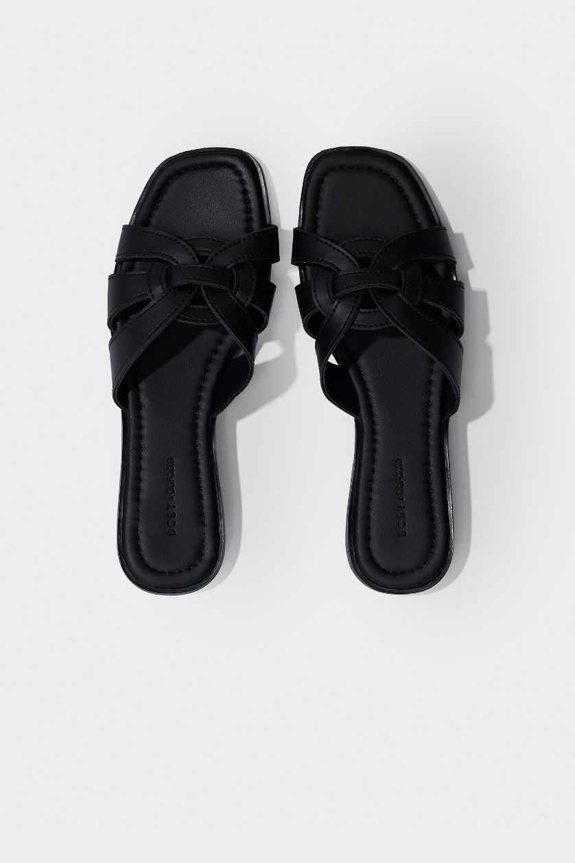 Kadın Siyah DCEY x DeFacto Kadın Düz Taban Terlik