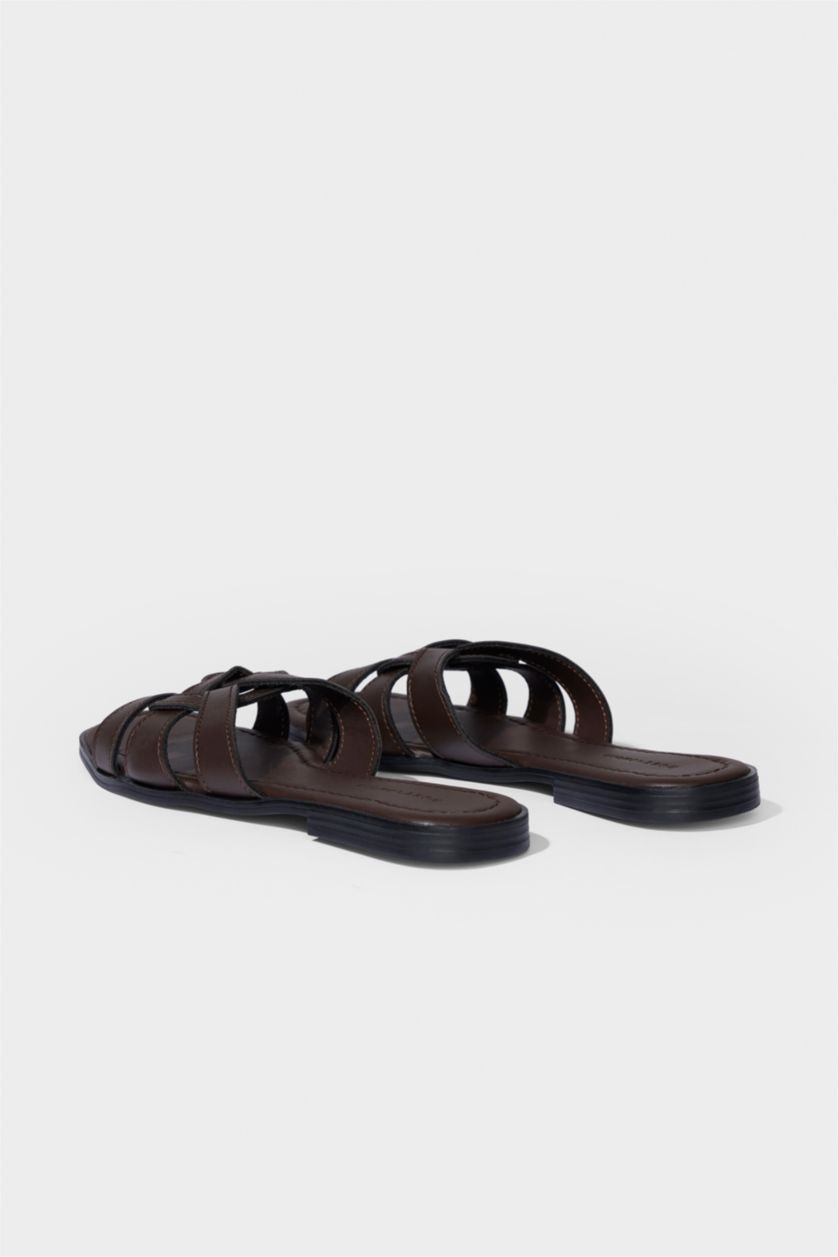 Kadın Kahve DCEY x DeFacto Kadın Düz Taban Terlik