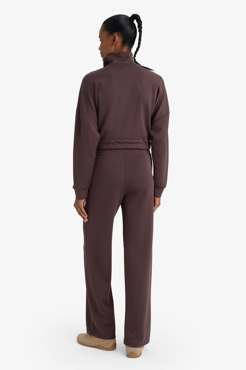 نساء بني بنطرون بجامة رياضي قصة مستقيمة وايد ليج برجل واسع