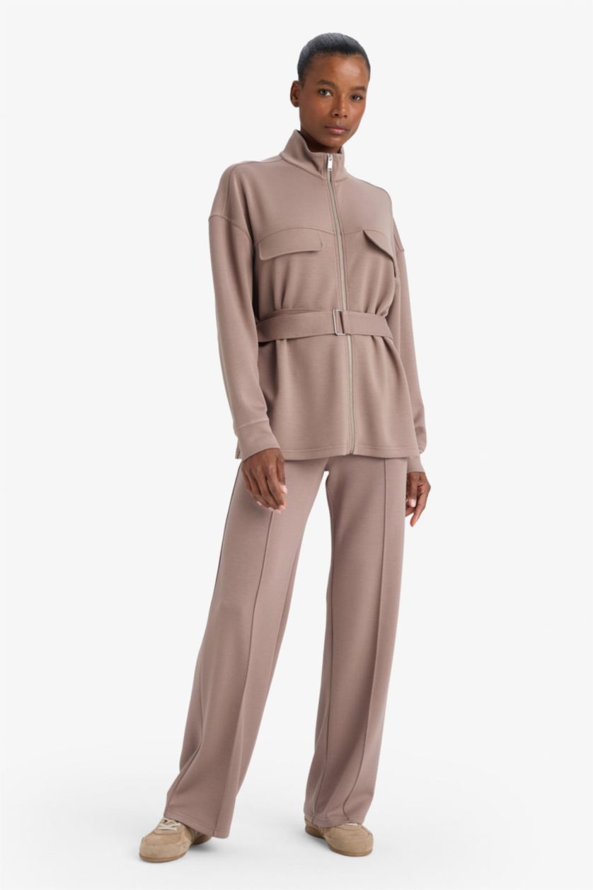 WOMAN Light Brown Airtech Straight Fit Modal Sports Trousers