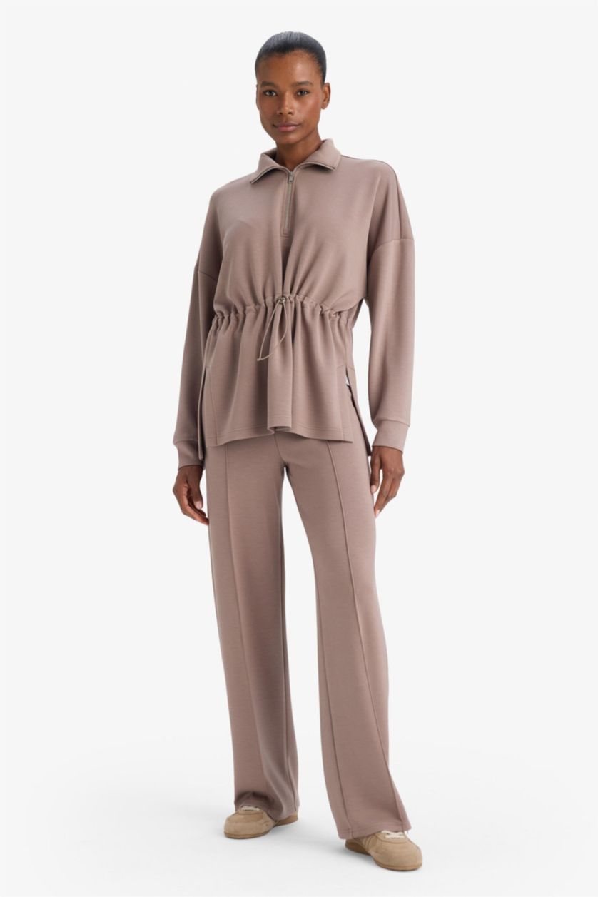 WOMAN Light Brown Airtech Straight Fit Modal Sports Trousers