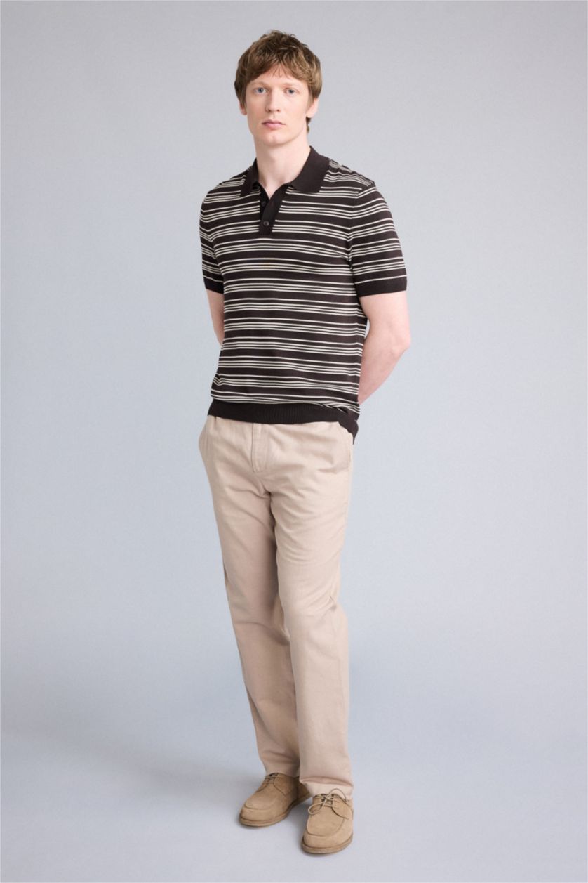 Мужчины Бежевый Брюки из хлопкового льна