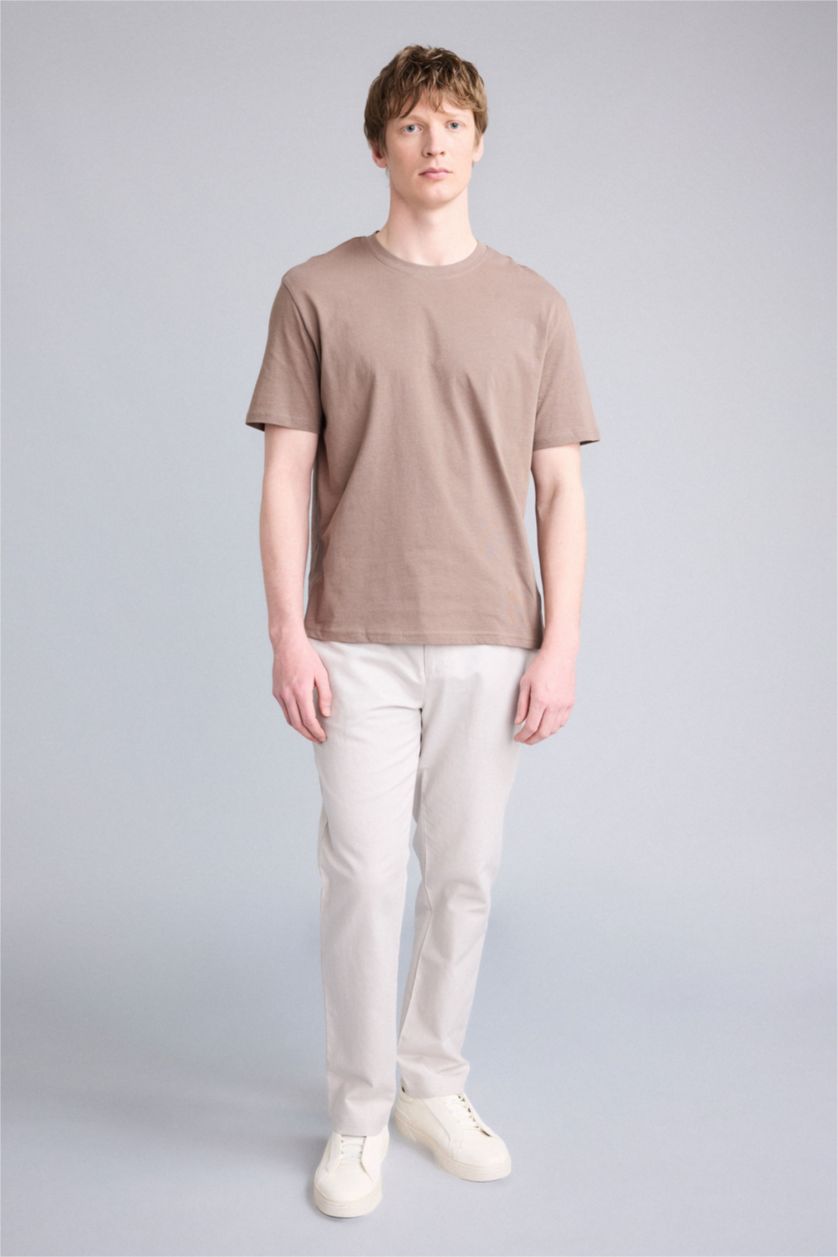 Мужчины Слоновая кость Брюки из хлопкового льна