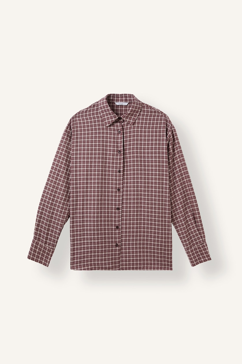 Women Bordeaux Regular Fit Flanel Long Sleeve Shirt