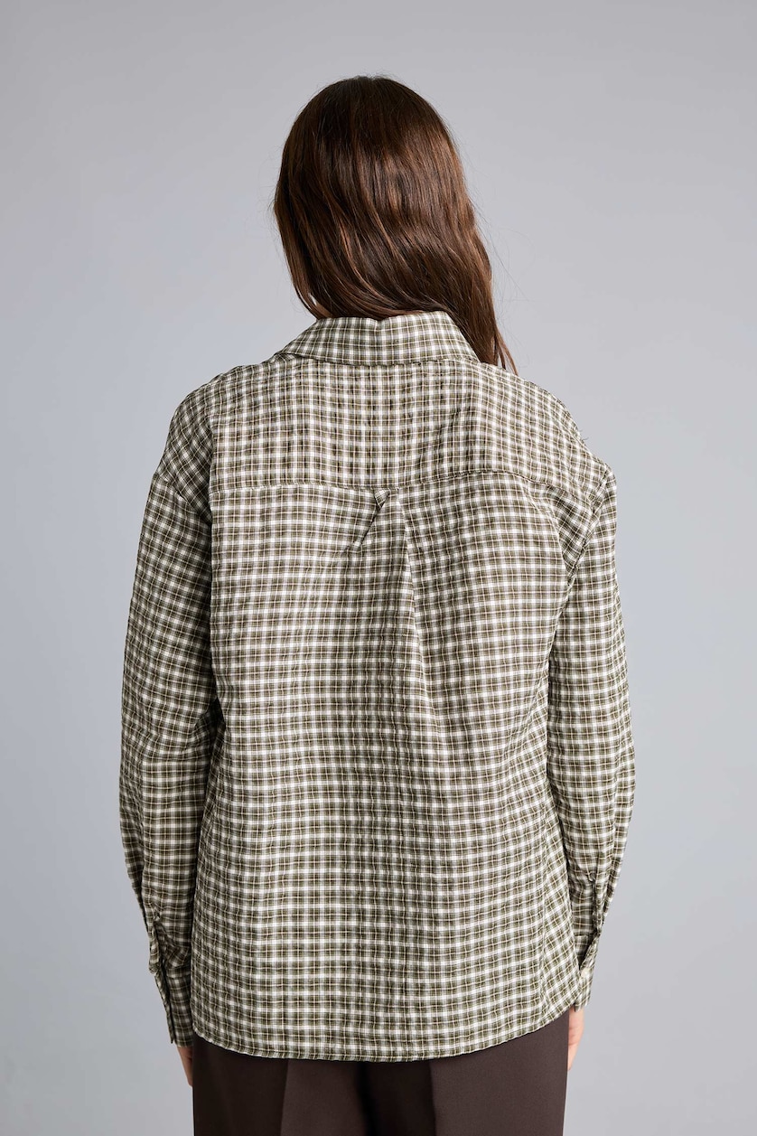 Women Khaki Regular Fit Flanel Long Sleeve Shirt
