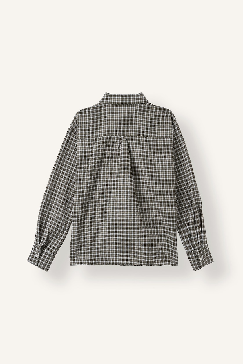 Woman Khaki Regular Fit Flanel Long Sleeve Shirt