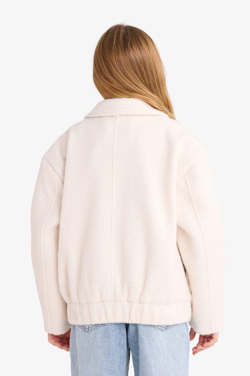 GIRLS & TEENS Ecru Girl Crew Neck Puffer Jacket