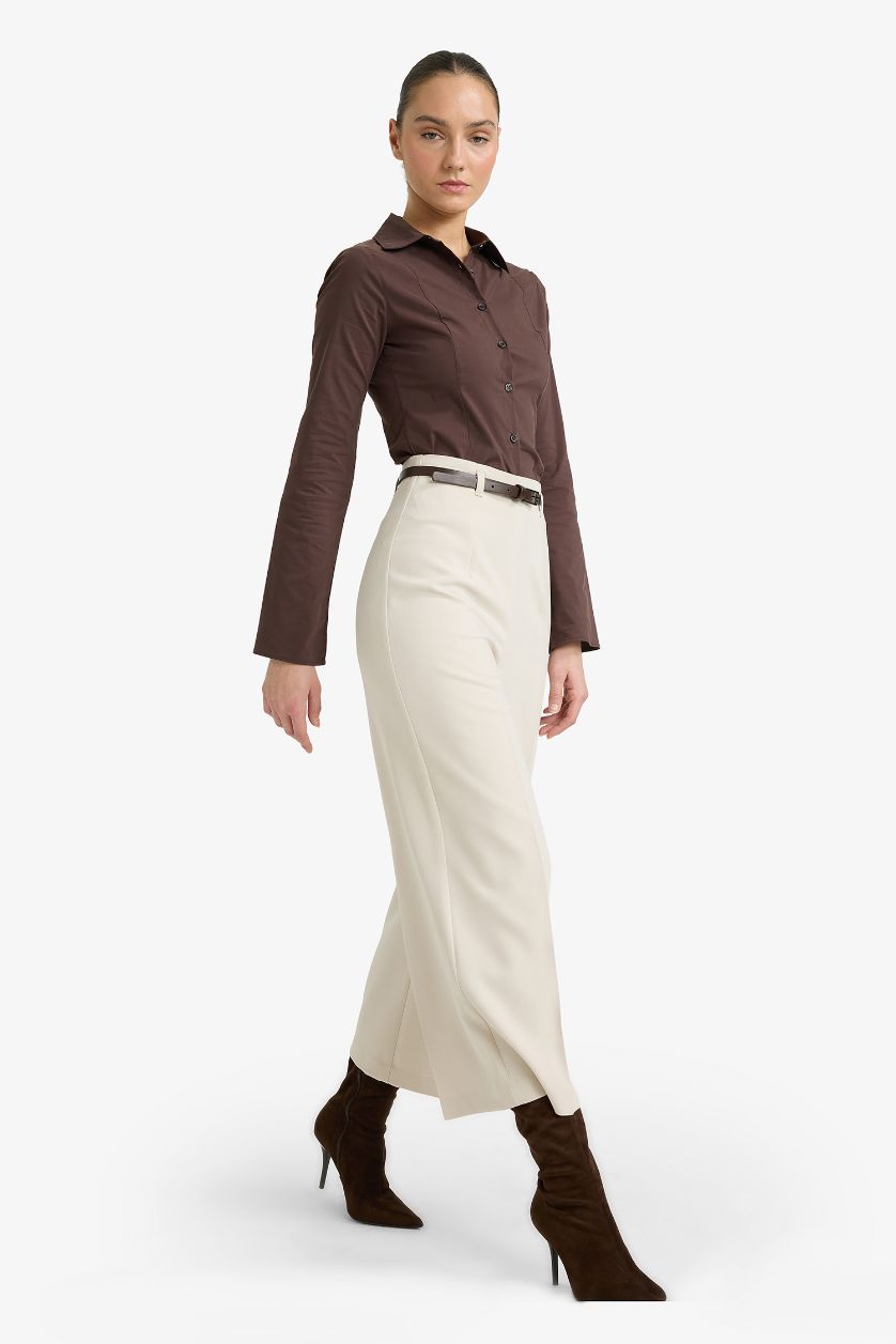 Woman Stone Culotte Fit Double Pocket Trousers