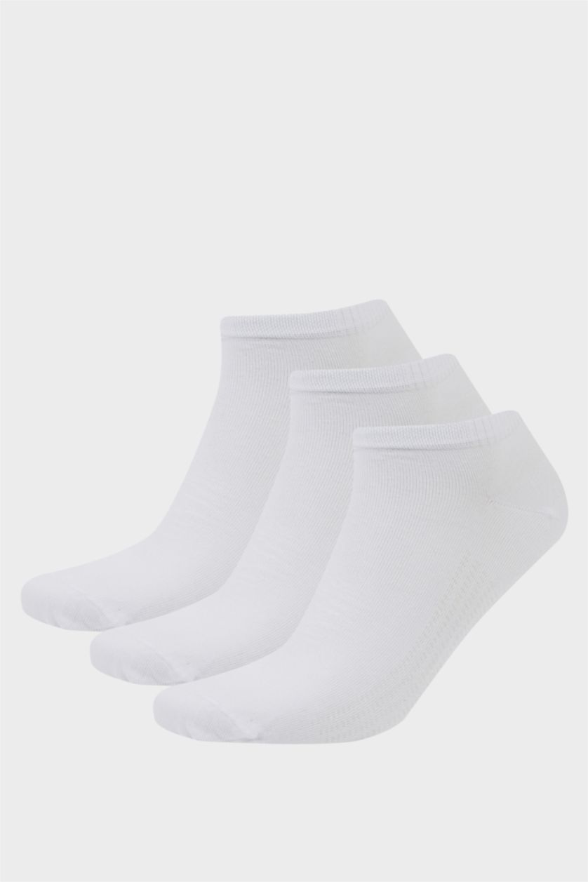 Erkek Beyaz Erkek Dikişsiz 3'lü Bambu Patik Çorap