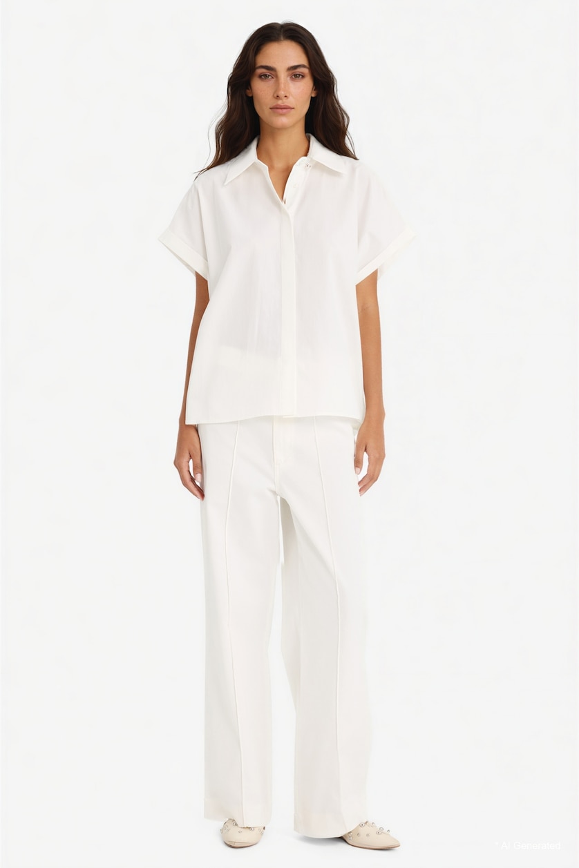 WOMAN White Regular Fit Poplin Long Sleeve Shirt